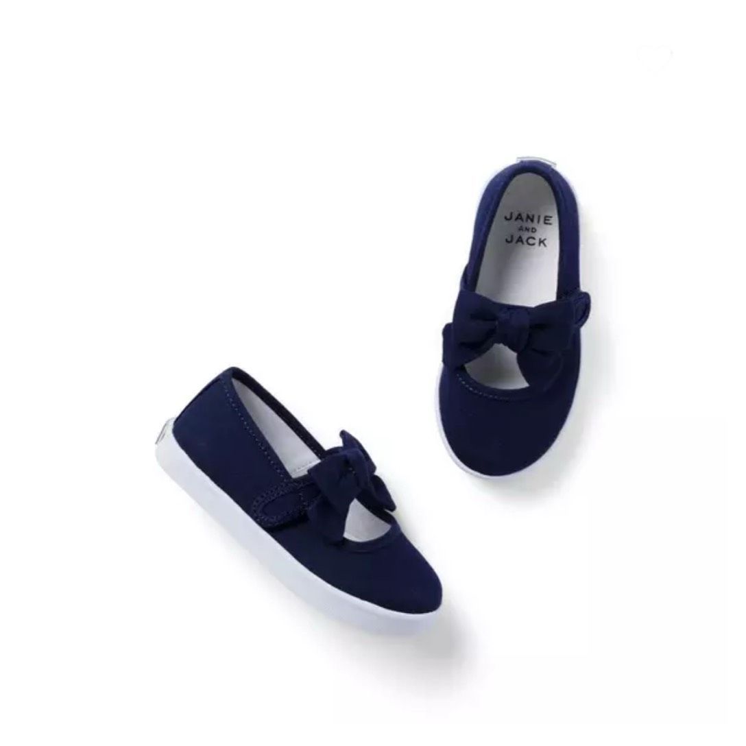 Janie And Jack Bow Sneaker In Merchant Marine Size 5
